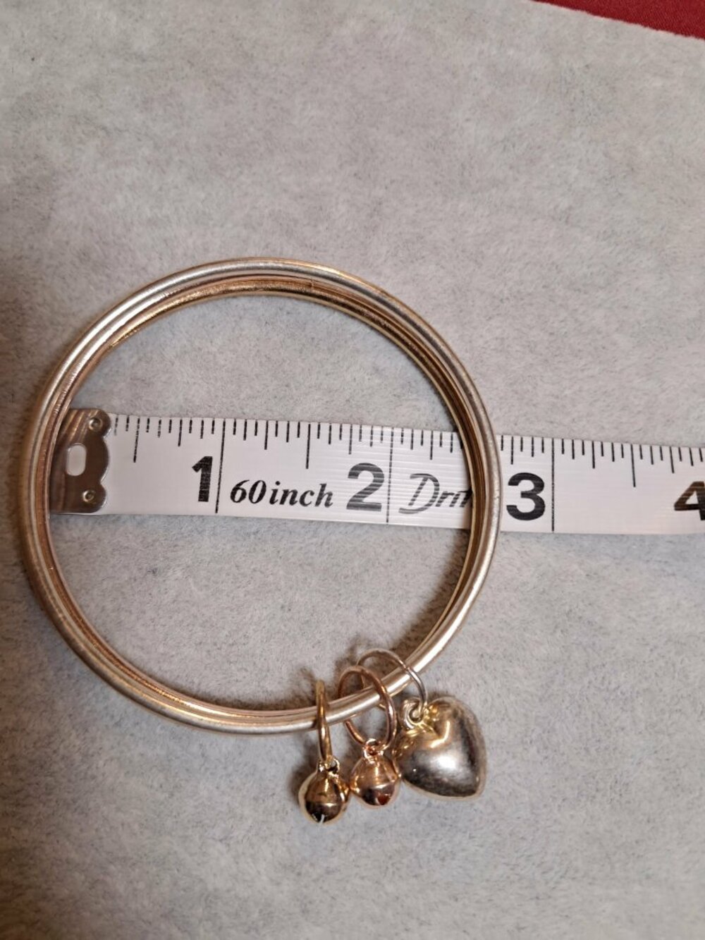 Newbridge Silverware 3 Bangle Set Heart Charm - Picture 4 of 4